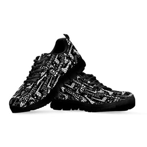 Black And White Cartoon Giraffe Print Black Running Shoes