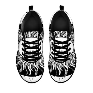 Black And White Celestial Sun Print Black Running Shoes