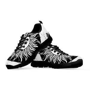 Black And White Celestial Sun Print Black Running Shoes
