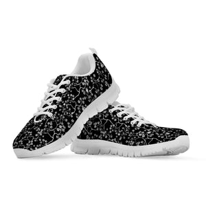 Black And White Cherry Blossom Print White Running Shoes