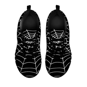 Black And White Cobweb Print Black Running Shoes