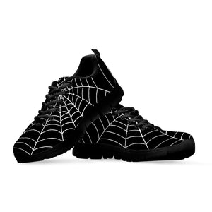 Black And White Cobweb Print Black Running Shoes