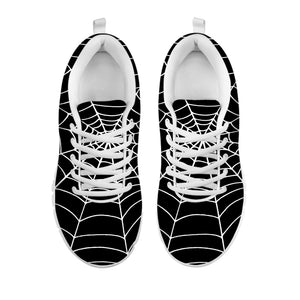 Black And White Cobweb Print White Running Shoes