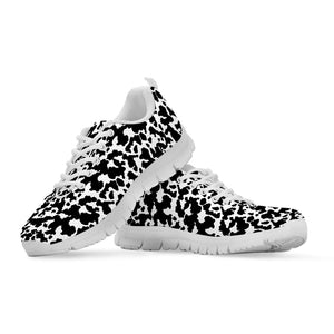 Black And White Cow Pattern Print White Running Shoes