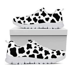 Black And White Cow Print White Running Shoes