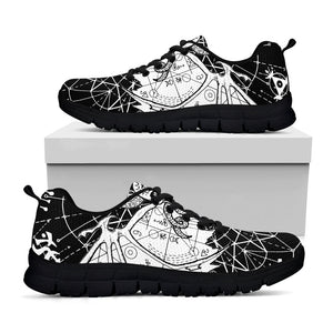 Black And White Demon Wicca Print Black Running Shoes