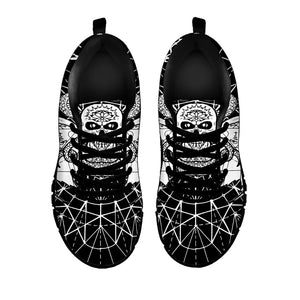Black And White Demon Wicca Print Black Running Shoes