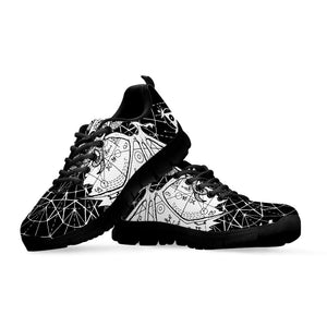 Black And White Demon Wicca Print Black Running Shoes