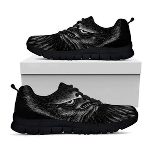 Black And White Eagle Print Black Running Shoes