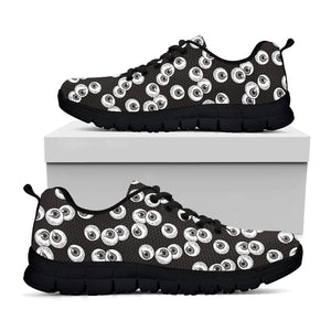 Black And White Eyeball Pattern Print Black Running Shoes