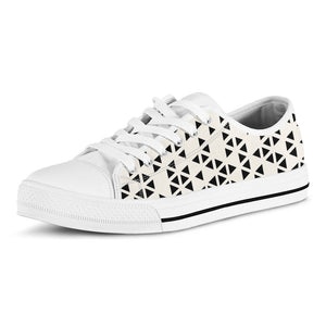 Black And White Geometric Pattern Print White Low Top Sneakers