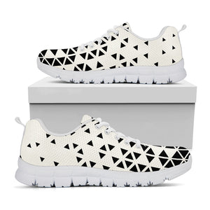 Black And White Geometric Pattern Print White Running Shoes