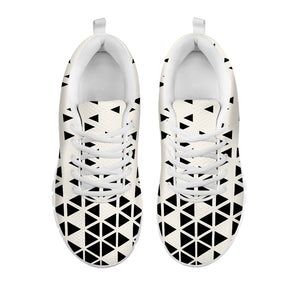 Black And White Geometric Pattern Print White Running Shoes