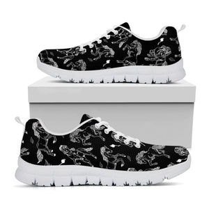 Black And White Horse Pattern Print White Running Shoes