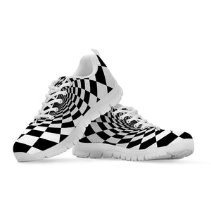 Black And White Hypnotic Illusion Print White Running Shoes