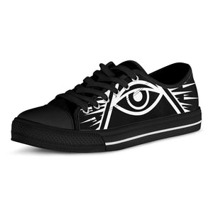 Black And White Illuminati Print Black Low Top Sneakers