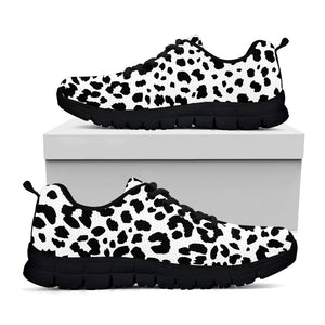 Black And White Jaguar Pattern Print Black Running Shoes
