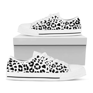 Black And White Jaguar Pattern Print White Low Top Sneakers