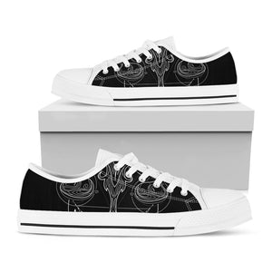 Black And White Libra Sign Print White Low Top Sneakers