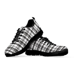 Black And White Madras Pattern Print Black Running Shoes