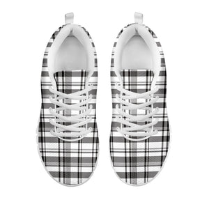 Black And White Madras Pattern Print White Running Shoes