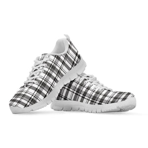 Black And White Madras Pattern Print White Running Shoes