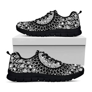 Black And White Mandala Print Black Running Shoes