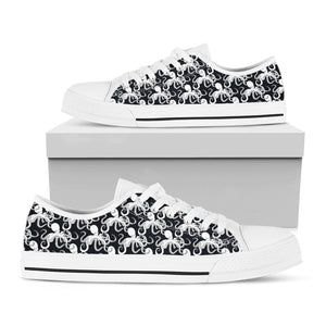 Black And White Octopus Pattern Print White Low Top Sneakers