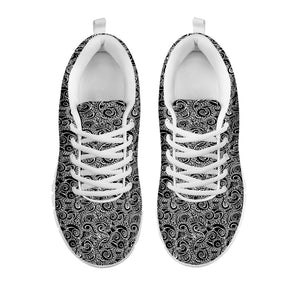 Black And White Octopus Tentacles Print White Running Shoes
