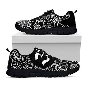 Black And White Om Print Black Running Shoes