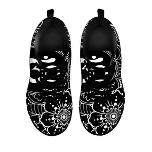 Black And White Om Print Black Running Shoes