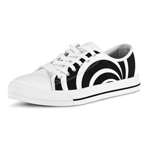 Black And White Optical Illusion Print White Low Top Sneakers