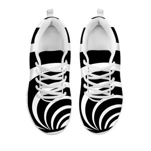 Black And White Optical Illusion Print White Running Shoes