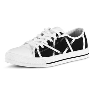 Black And White Pentagram Symbol Print White Low Top Sneakers