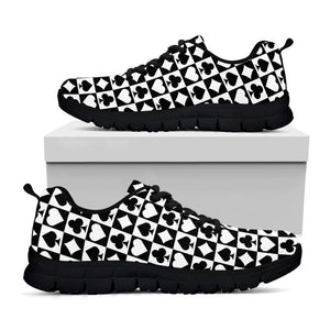Black And White Playing Card Suits Print Black Running Shoes