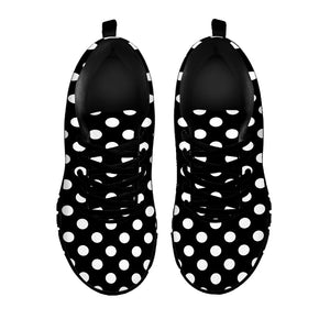 Black And White Polka Dot Pattern Print Black Running Shoes
