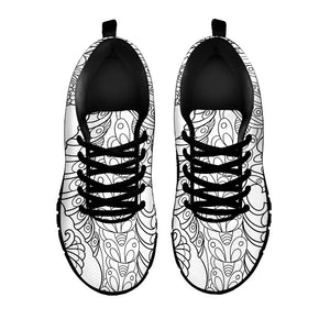 Black And White Seahorse Print Black Running Shoes