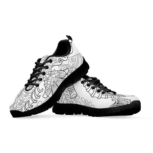 Black And White Seahorse Print Black Running Shoes