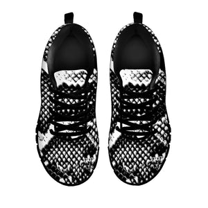 Black And White Snakeskin Print Black Running Shoes