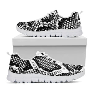 Black And White Snakeskin Print White Running Shoes