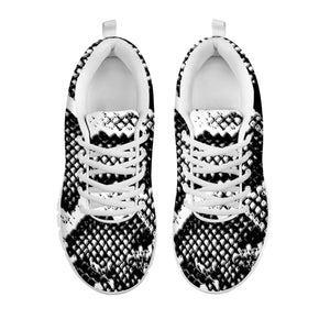 Black And White Snakeskin Print White Running Shoes