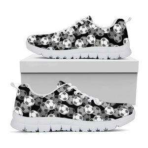 Black And White Soccer Ball Print White Running Shoes