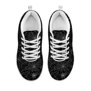 Black And White Spider Web Pattern Print White Running Shoes