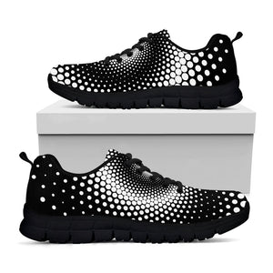 Black And White Spiral Dot Print Black Running Shoes