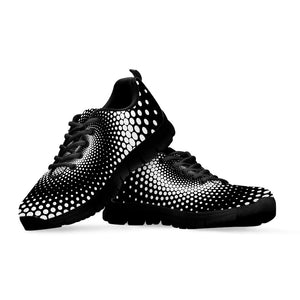 Black And White Spiral Dot Print Black Running Shoes