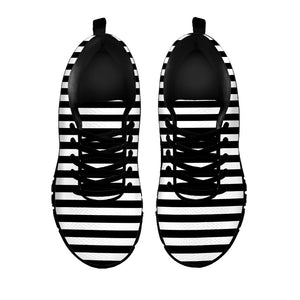 Black And White Striped Pattern Print Black Running Shoes