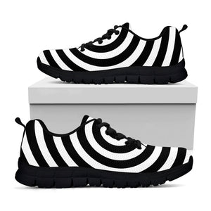 Black And White Swirl Illusion Print Black Running Shoes