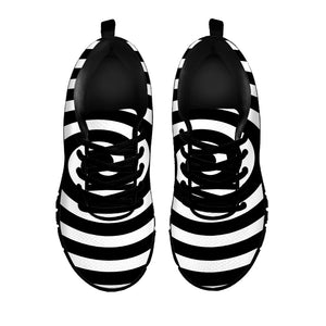 Black And White Swirl Illusion Print Black Running Shoes