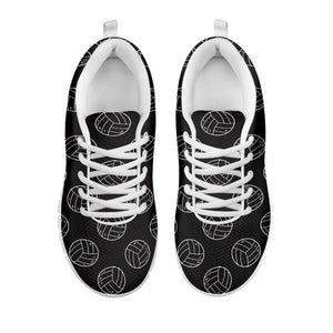 Black And White Volleyball Pattern Print White Running Shoes