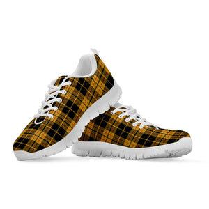 Black And Yellow Tartan Pattern Print White Running Shoes